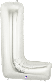 34-inch silver foil balloon shaped like the letter L with a glossy finish.