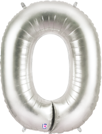 Silver metallic foil balloon shaped like the letter O, 34 inches tall.