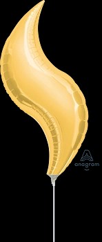 28 inch gold foil balloon with elegant curved wave shape and shiny metallic finish.