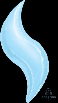 Pastel blue foil balloon with a smooth, curved, elongated wave shape, 36 inches tall.