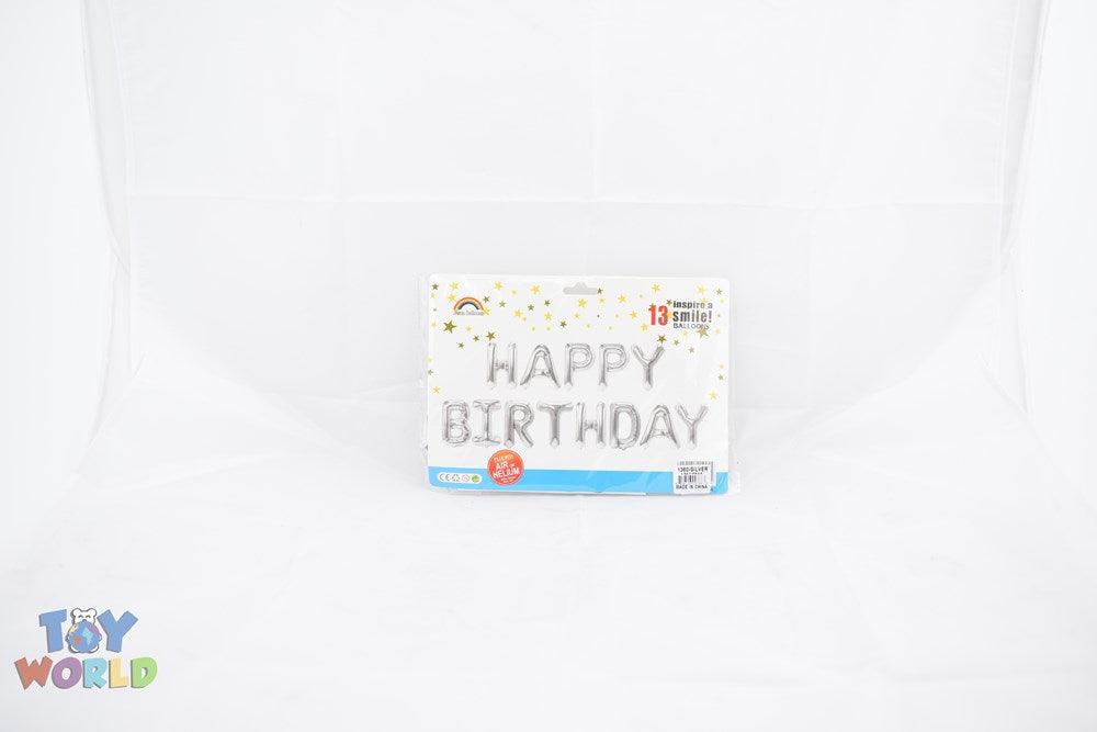 16in inHappy Birthdayin Foil Balloon 1 Set/Pack - Silver - Toy World Inc