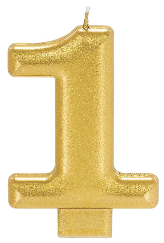 Numeral Candle 1 - Metallic Gold