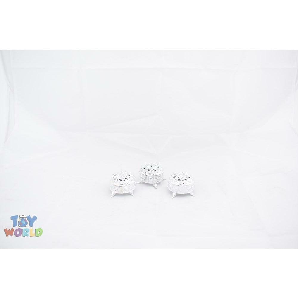 2.5in Round Box W/Stands - Silver - Toy World Inc