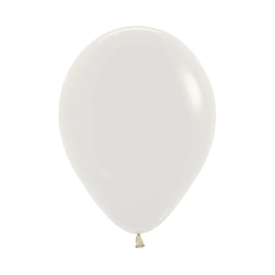 Cream-colored 5-inch latex balloon with a rounded oval shape and knot at the bottom.