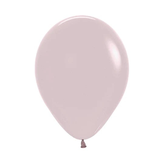12-inch round latex balloon in soft dusky rose color with a glossy finish.