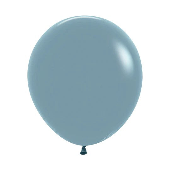 Dusk blue latex balloon, 18-inch round shape with smooth matte finish.