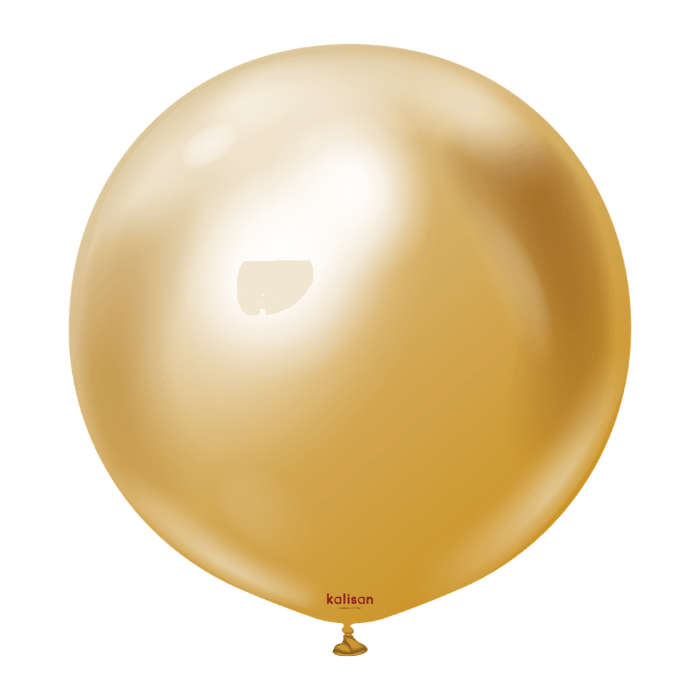 24 inch Kalisan Mirror Gold Latex Balloons 2ct - Toy World Inc