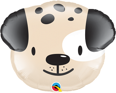 21-inch beige and black foil balloon shaped like a cute cartoon puppy face with large ears and playful spots.