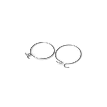 Two small silver metal flush-mount clips with open ring design and hooks.