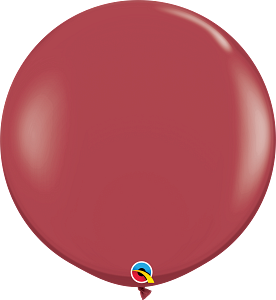 Large round cranberry-colored latex balloon with a smooth, glossy surface.