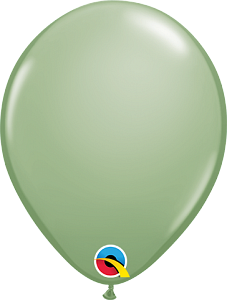 Light green latex balloon with a smooth surface and Qualatex logo near the base.