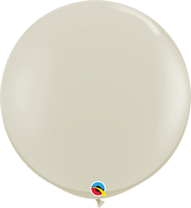 36-inch round latex balloon in soft, muted cashmere gray color with a smooth surface.
