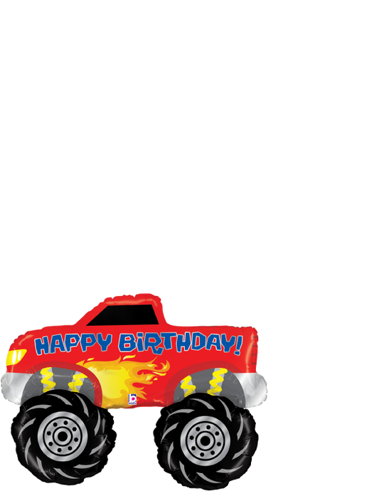 Betallic Monster Truck Birthday 34 inch Shaped Foil Balloon Packaged 1ct