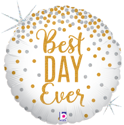 Betallic Glittering Best Day Ever 18 inch Holographic Balloon Packaged 1ct
