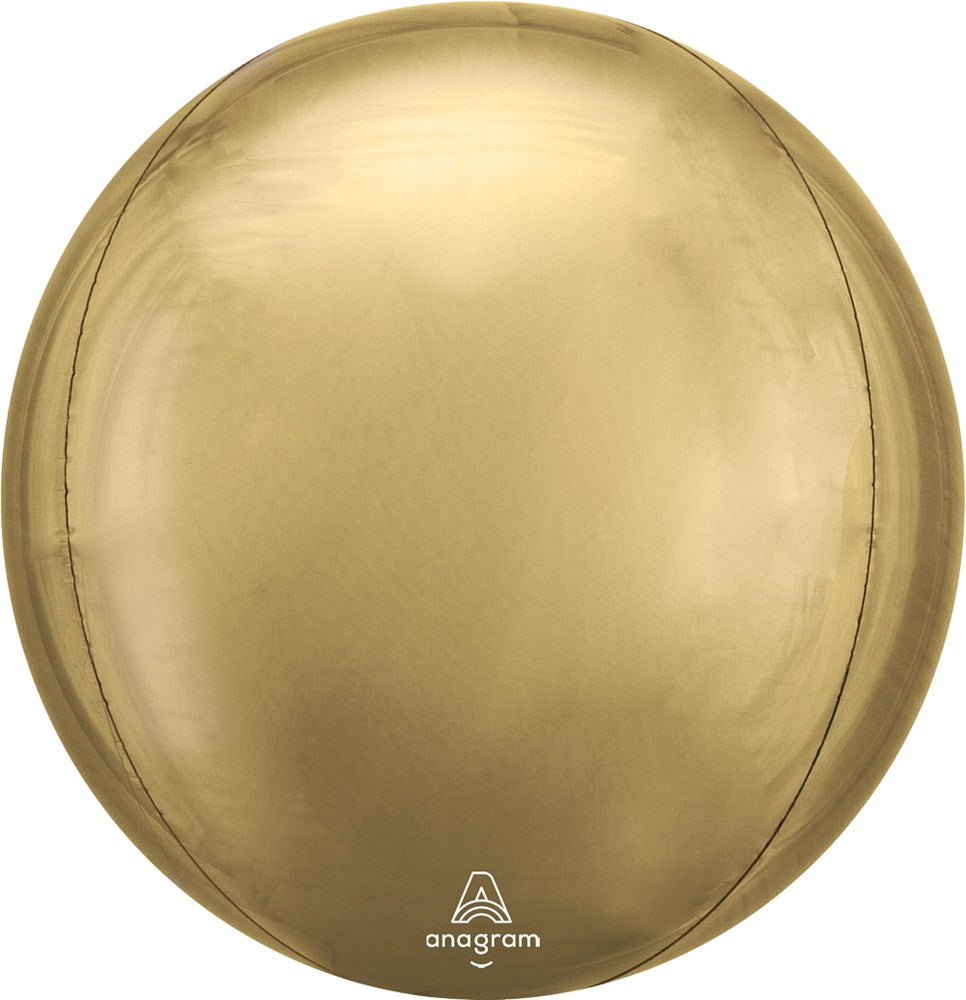 Round white gold foil balloon with a smooth, shiny surface and 16-inch diameter.