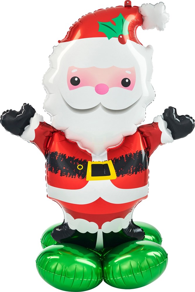 53-inch foil balloon shaped like Santa Claus with red suit, white beard, and green boots.