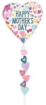 Anagram Sprinkled Hearts Happy Mothers Day 69 inch Foil Balloon 1ct image