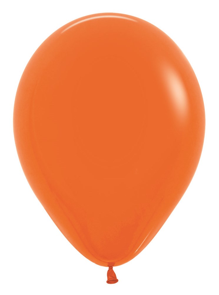 Bright orange 5-inch latex balloon with a smooth, shiny surface and classic round shape.