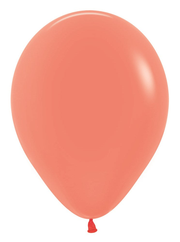 Bright neon orange 5-inch round latex balloon with tied end.
