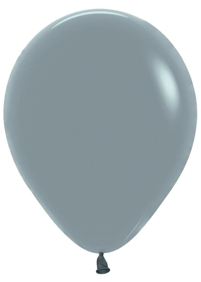 Pastel dusk blue 5-inch latex balloon with a matte finish and tied end.