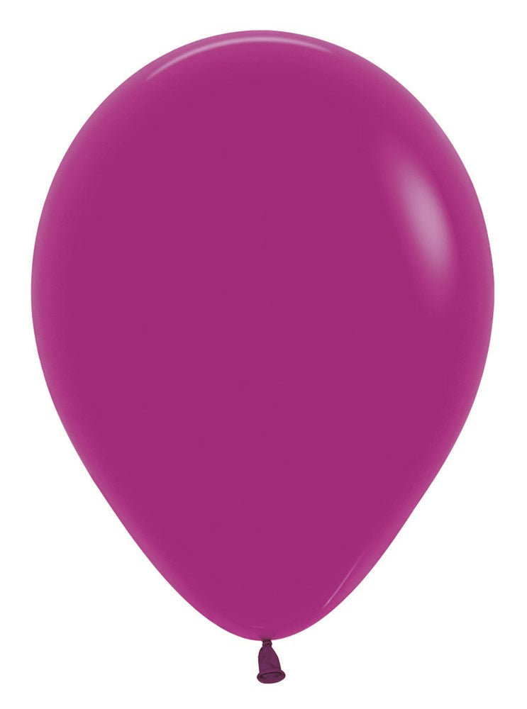 Glossy purple orchid latex balloon with a classic rounded shape and knotted end.