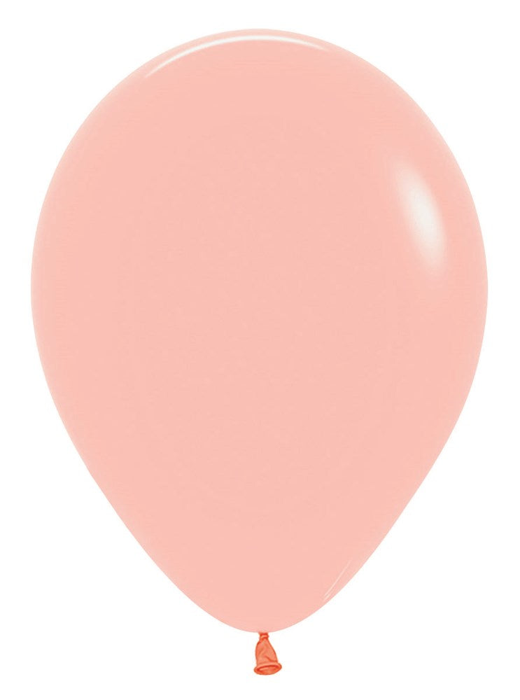 Pastel matte melon-colored 5-inch latex balloon with a tied orange neck.