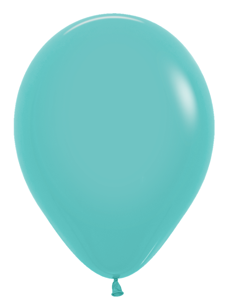 Robins egg blue 11-inch latex balloon with smooth, glossy surface and teardrop shape.