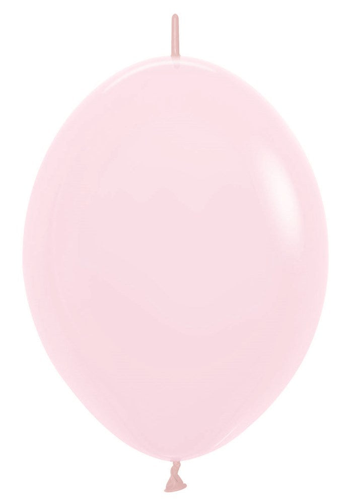 12-inch pastel matte pink latex balloon with a smooth surface and tied end.