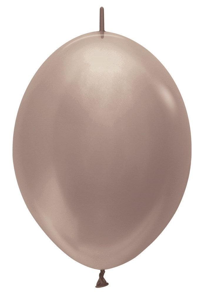 12-inch pearl greige latex balloon inflated with a smooth, shiny surface and tied end.
