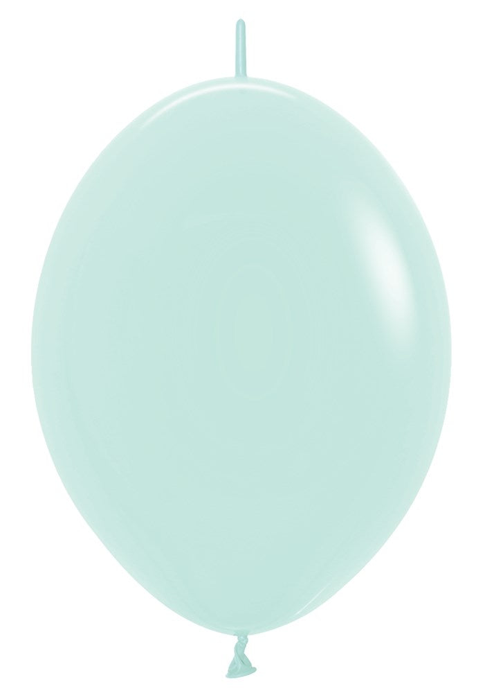 Pastel matte green 6-inch latex balloon with a rounded shape and self-sealing tip.