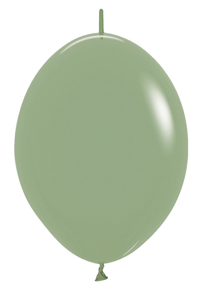 Matte eucalyptus green latex balloon with a 6-inch diameter and self-sealing tip.