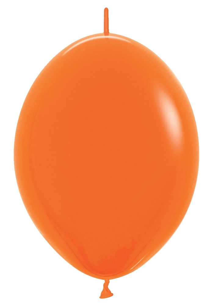 Bright orange 6-inch latex balloon with smooth surface and tied end.