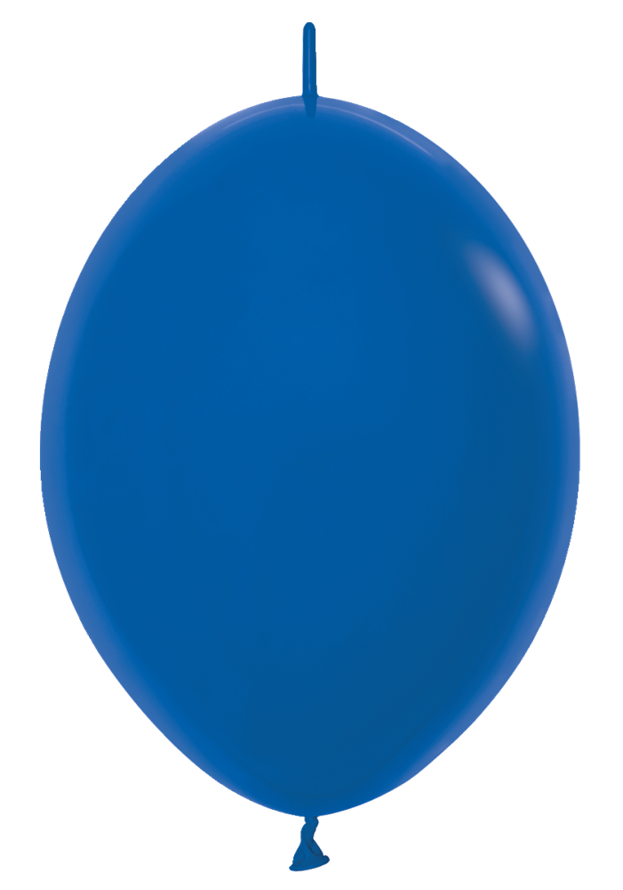 6-inch royal blue latex balloon with tied end and smooth surface.
