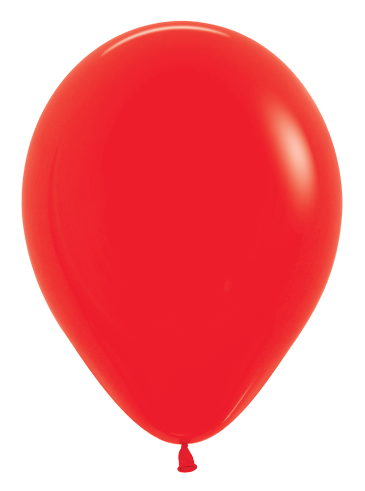 18-inch vibrant red latex balloon with a smooth, glossy surface and a classic oval shape.