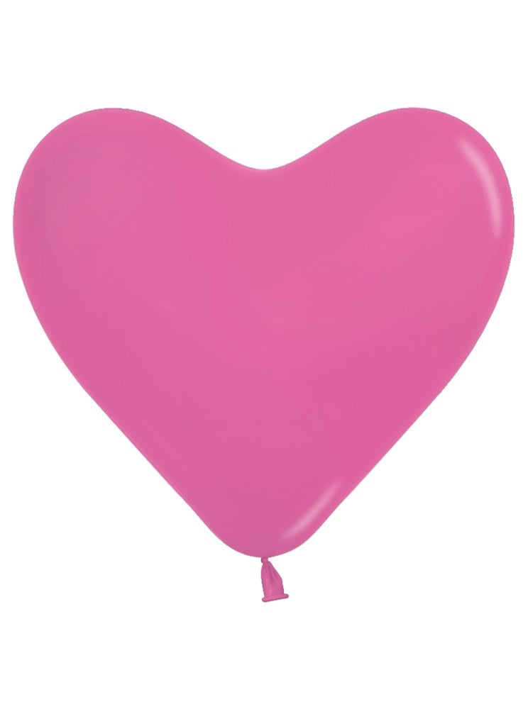 Bright fuchsia heart-shaped latex balloon with a smooth, shiny surface and a tied end.