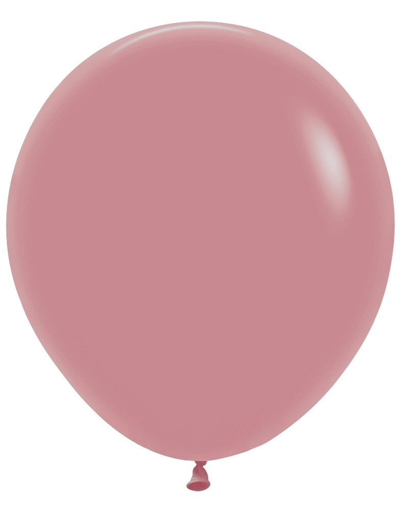 18-inch round latex balloon in a muted rosewood pink color, inflated and glossy.