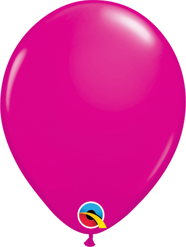 Bright wild berry pink 11-inch round latex balloon with Qualatex logo at the base.