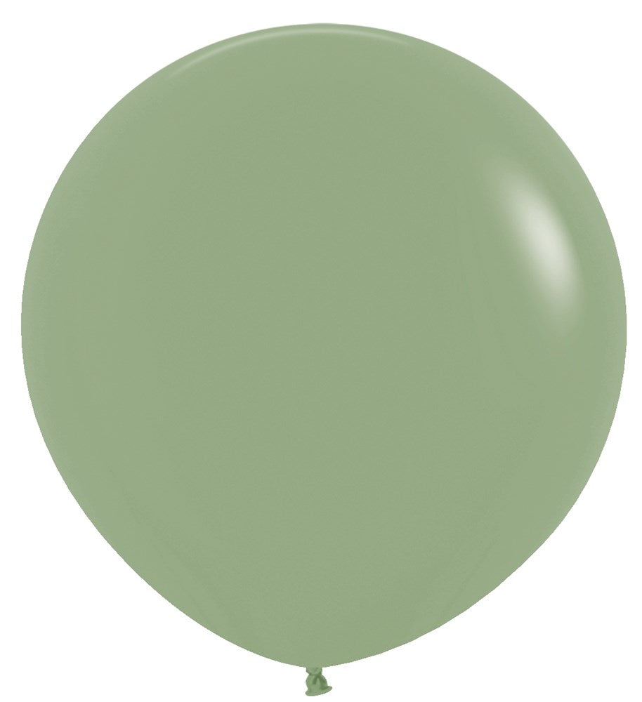 36-inch round eucalyptus green latex balloon with a smooth matte finish.