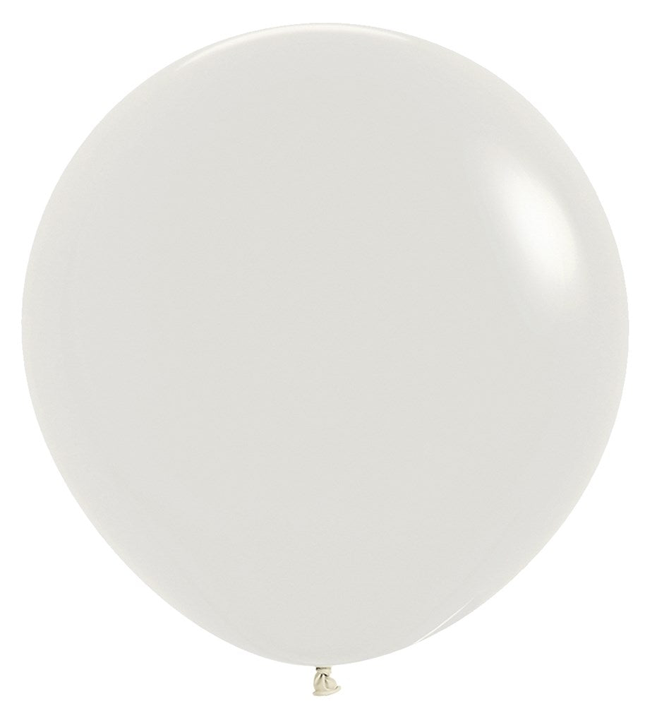 Large round cream-colored latex balloon with a smooth matte finish, 36 inches inflated size.
