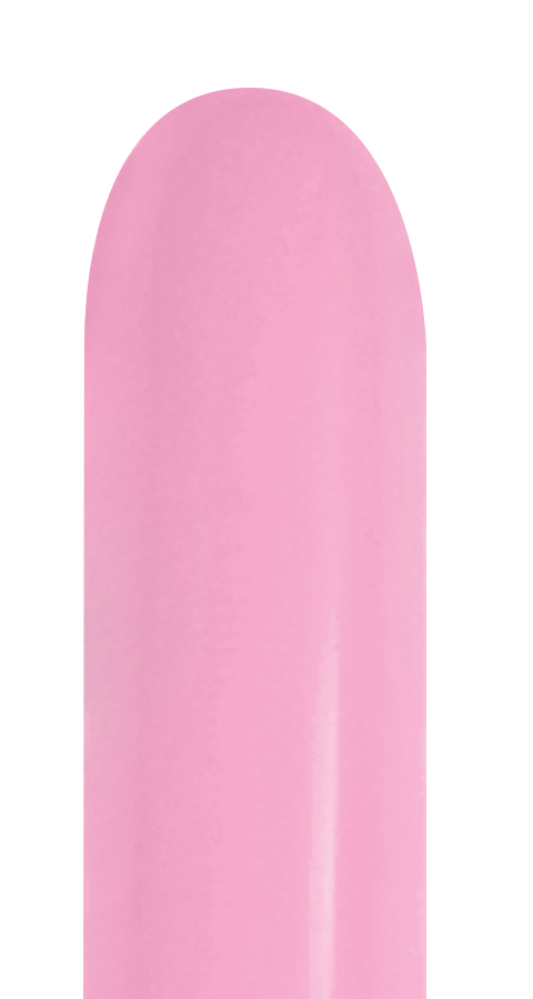 Single pink latex balloon with a rounded teardrop shape and a nozzle-up design.