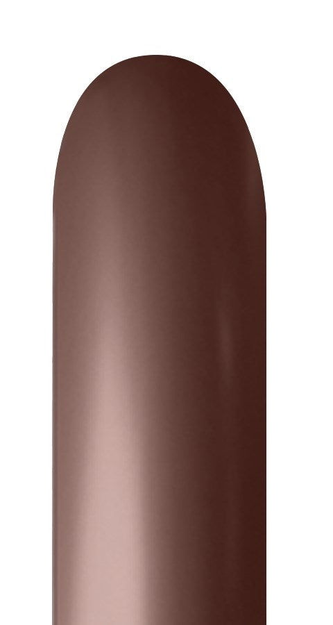 Long brown latex balloon with a smooth, shiny surface, designed for twisting and shaping.