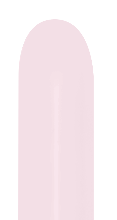 Pastel matte pink 260 Sempertex latex balloon, elongated shape, smooth texture.