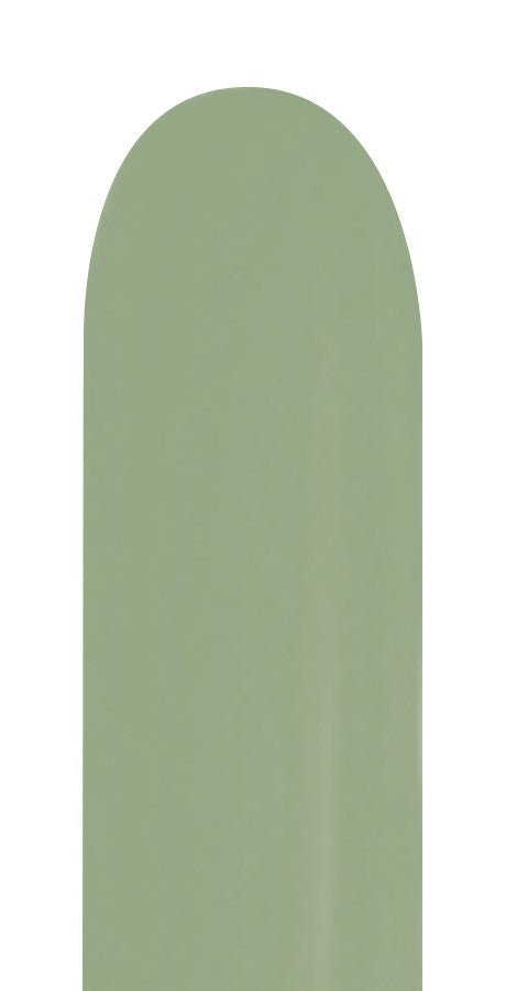 Single eucalyptus green latex balloon with smooth matte finish and oval shape.