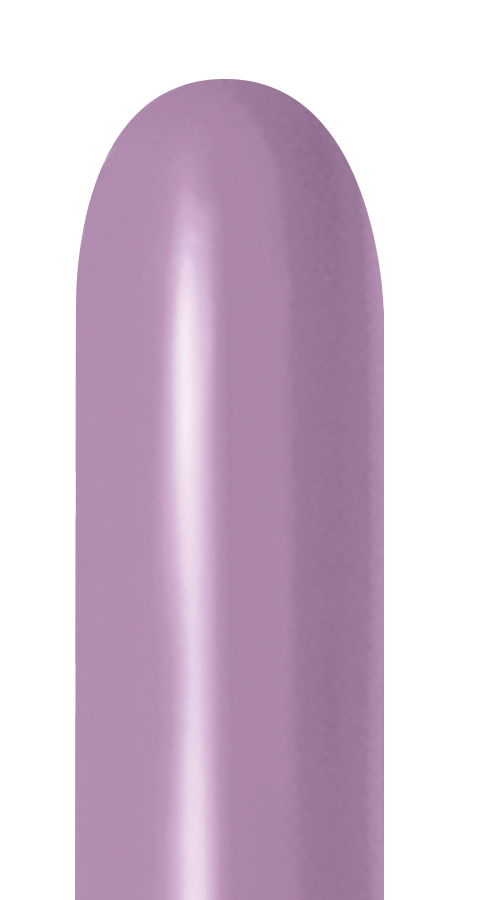 Single pastel dusk lavender latex balloon with smooth, glossy finish and classic oval shape.