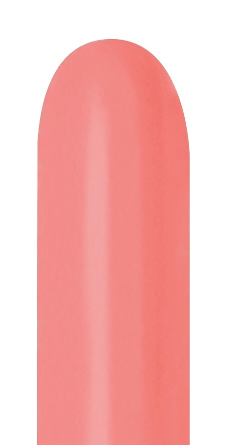 Long, narrow coral-colored latex balloon for twisting and sculpting.