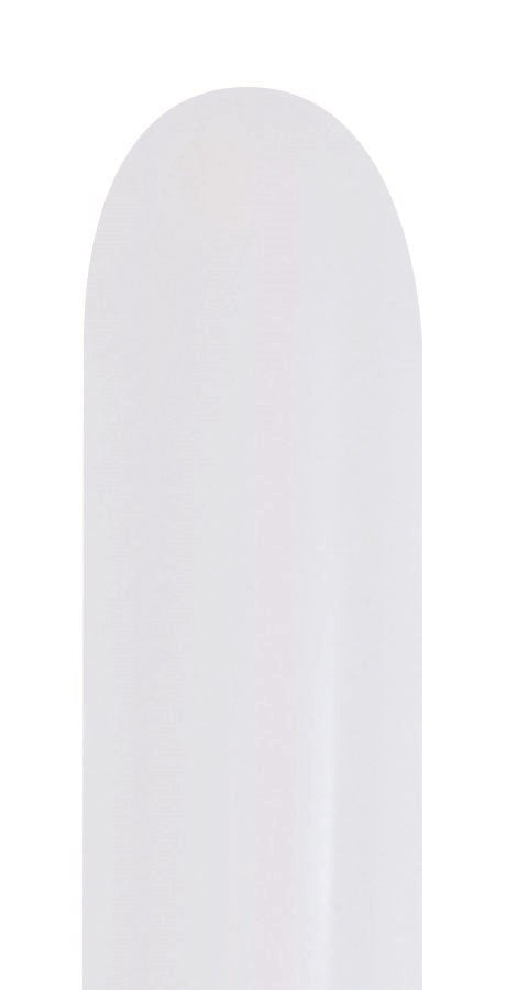 Pearl white elongated latex balloon with a smooth, glossy finish.
