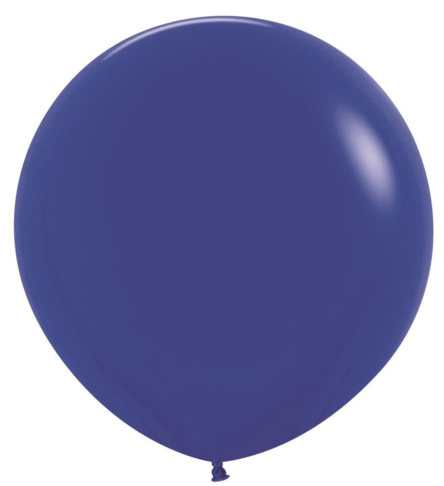 Large royal blue latex balloon with a smooth, glossy surface and round shape.