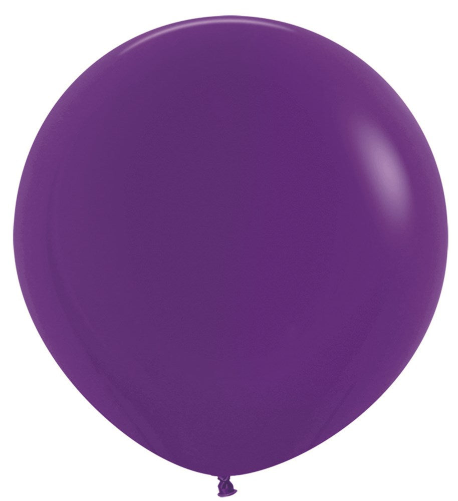 Round 24-inch violet latex balloon with a smooth, glossy finish.
