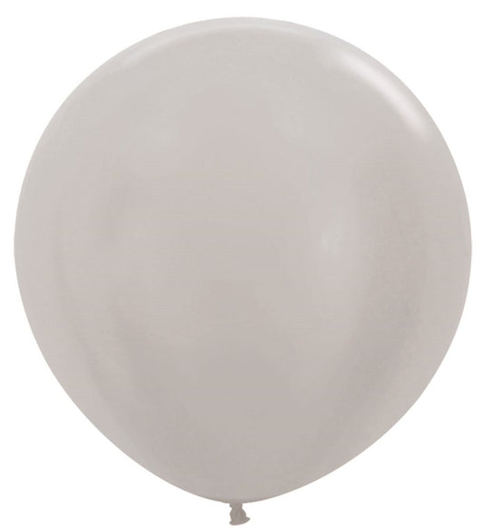 24 inch Sempertex Metallic Silver Latex Balloons 10ct