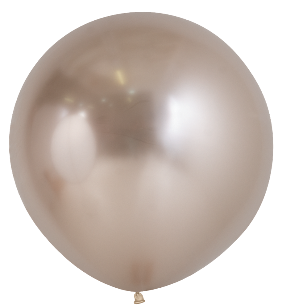 24-inch champagne-colored latex balloon with a glossy, reflective finish.